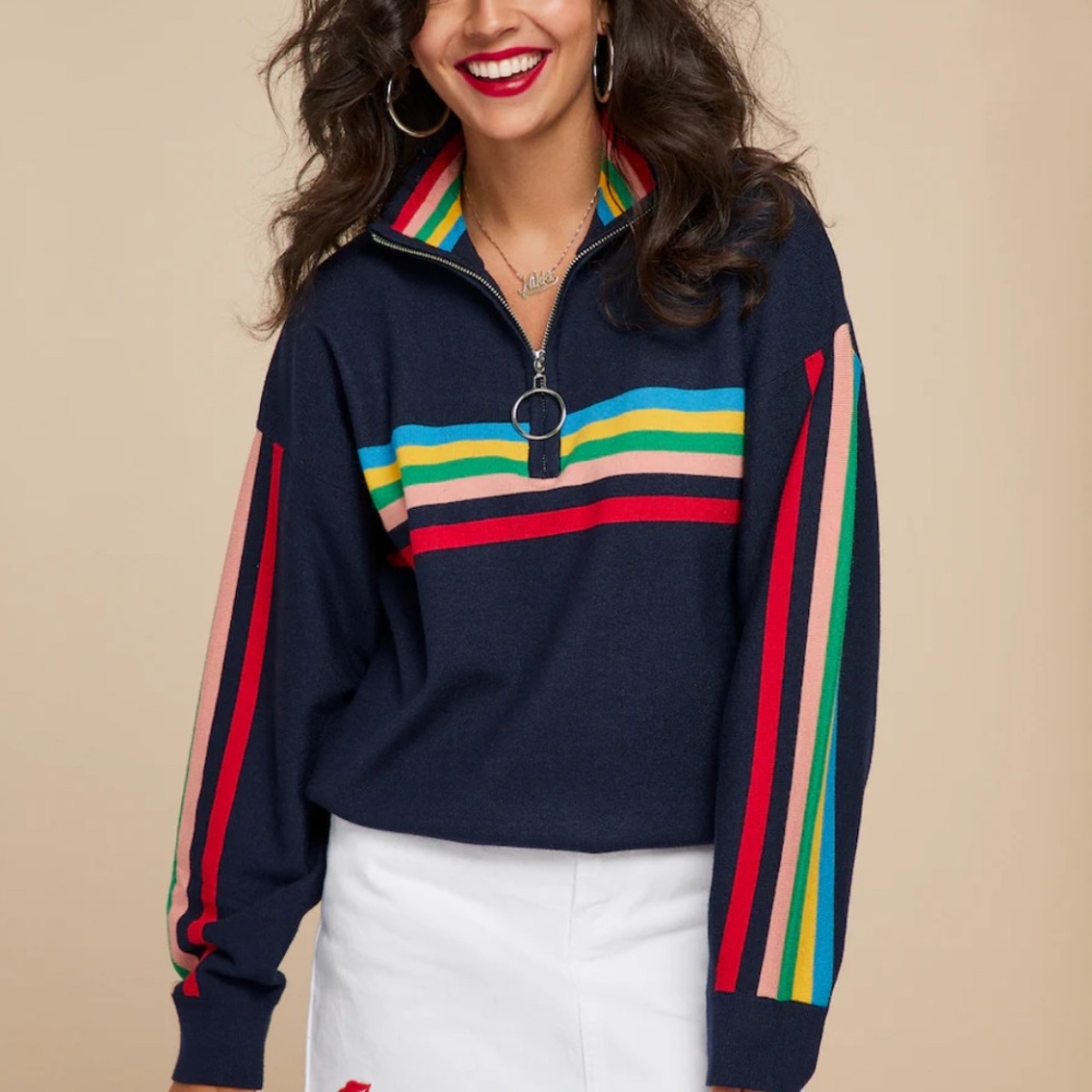 Urban Outfitters Oversized Striped Half-Zip Sweater